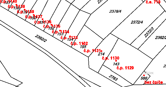 Ivančice 1131 na parcele st. 155 v KÚ Kounické Předměstí, Katastrální mapa
