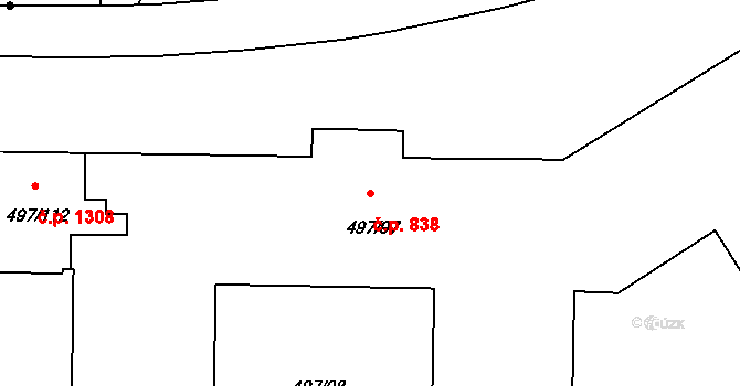 Ráj 838, Karviná na parcele st. 497/97 v KÚ Ráj, Katastrální mapa