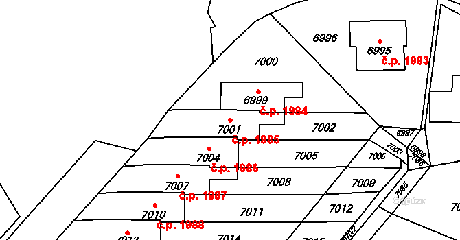 Vsetín 1985 na parcele st. 7001 v KÚ Vsetín, Katastrální mapa