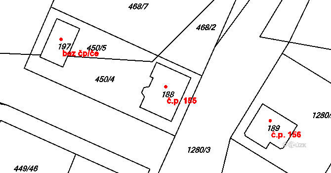 Plenkovice 155 na parcele st. 188 v KÚ Plenkovice, Katastrální mapa