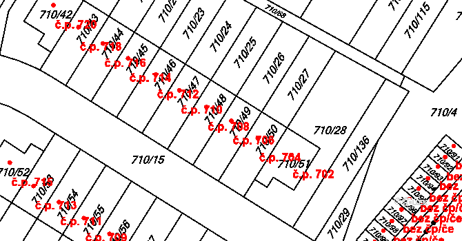Poříčí 706, Boršov nad Vltavou na parcele st. 710/49 v KÚ Boršov nad Vltavou, Katastrální mapa
