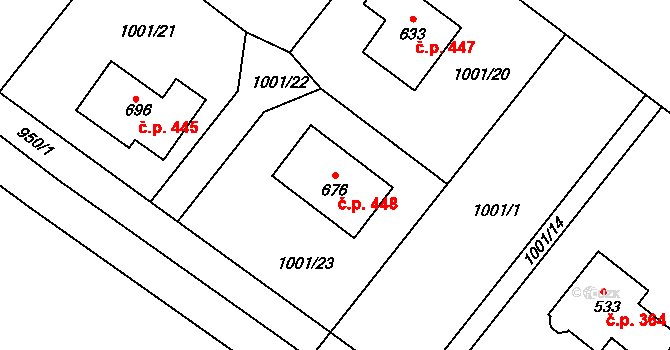 Dražejov 448, Strakonice na parcele st. 676 v KÚ Dražejov u Strakonic, Katastrální mapa