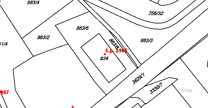Dvůr Králové nad Labem 3118 na parcele st. 934 v KÚ Dvůr Králové nad Labem, Katastrální mapa