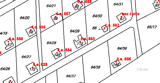 Dobkov 563, Chotěboř na parcele st. 112 v KÚ Dobkov, Katastrální mapa