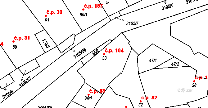 Sepekov 104 na parcele st. 33 v KÚ Sepekov, Katastrální mapa