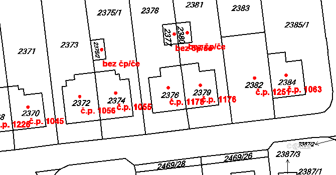 Žďár nad Sázavou 5 1178, Žďár nad Sázavou na parcele st. 2376 v KÚ Město Žďár, Katastrální mapa