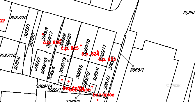 Bystřice nad Pernštejnem 823 na parcele st. 3069/11 v KÚ Bystřice nad Pernštejnem, Katastrální mapa