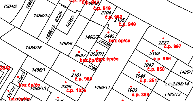 Kroměříž 41254236 na parcele st. 8097/1 v KÚ Kroměříž, Katastrální mapa