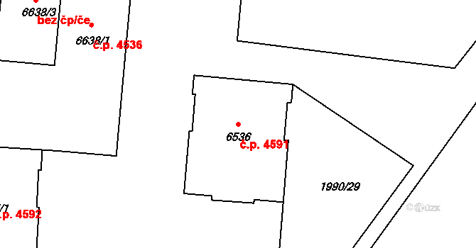 Zlín 4591 na parcele st. 6536 v KÚ Zlín, Katastrální mapa