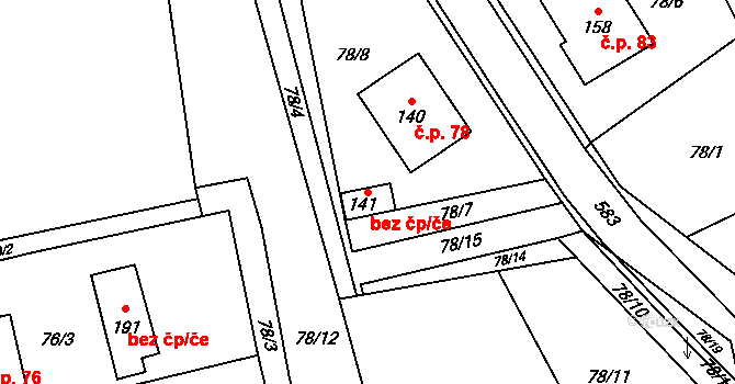 Jenišovice 43059236 na parcele st. 141 v KÚ Jenišovice u Chrudimi, Katastrální mapa