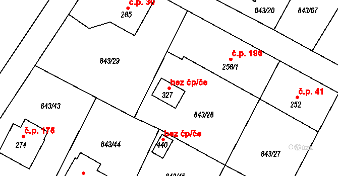 Sobíňov 43169236 na parcele st. 327 v KÚ Sobíňov, Katastrální mapa