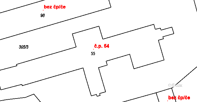 Všestary 43227236 na parcele st. 55 v KÚ Lípa u Hradce Králové, Katastrální mapa