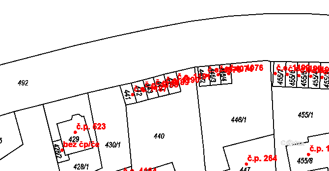 Střekov 1190, Ústí nad Labem na parcele st. 444 v KÚ Střekov, Katastrální mapa