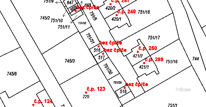 Liběchov 45368236 na parcele st. 517 v KÚ Liběchov, Katastrální mapa