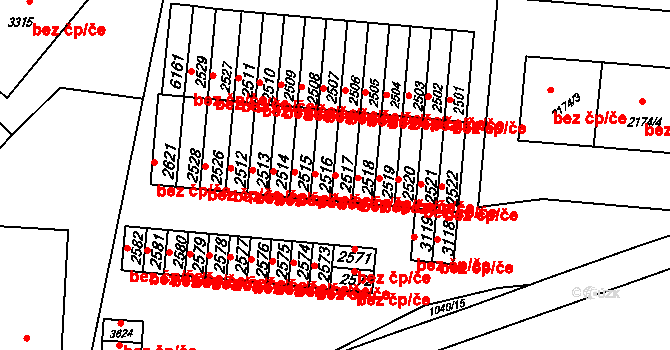 Rožnov pod Radhoštěm 45681236 na parcele st. 2517 v KÚ Rožnov pod Radhoštěm, Katastrální mapa