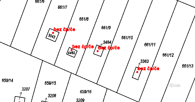 Strakonice 49303236 na parcele st. 3464 v KÚ Strakonice, Katastrální mapa