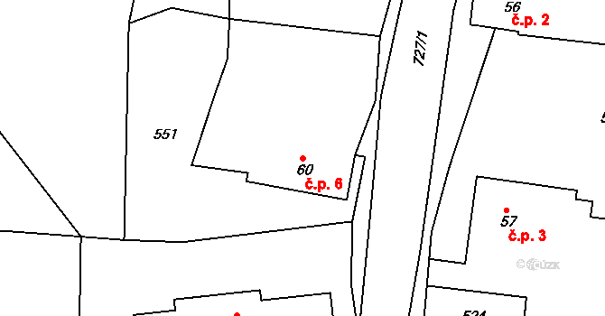 Blansko 6, Hrochův Týnec na parcele st. 60 v KÚ Blansko u Hrochova Týnce, Katastrální mapa