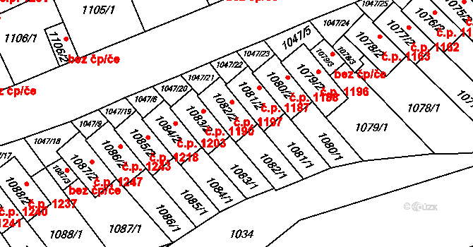 Třešť 1197 na parcele st. 1082/2 v KÚ Třešť, Katastrální mapa