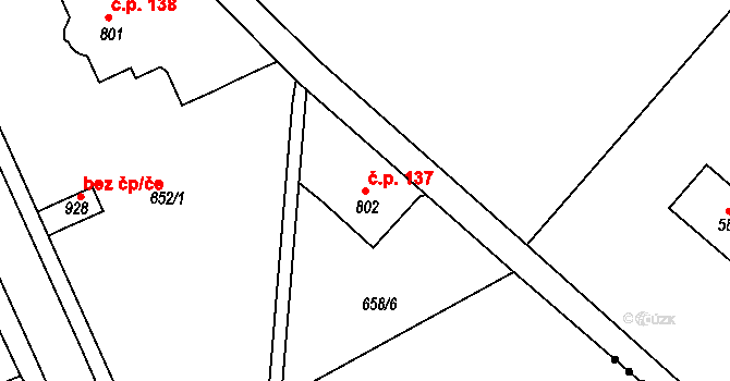 Olivětín 137, Broumov na parcele st. 802 v KÚ Broumov, Katastrální mapa