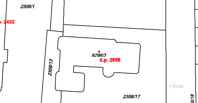 Zelené Předměstí 2658, Pardubice na parcele st. 8298/3 v KÚ Pardubice, Katastrální mapa