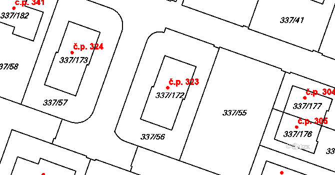 Levín 323, Králův Dvůr na parcele st. 337/172 v KÚ Levín u Berouna, Katastrální mapa