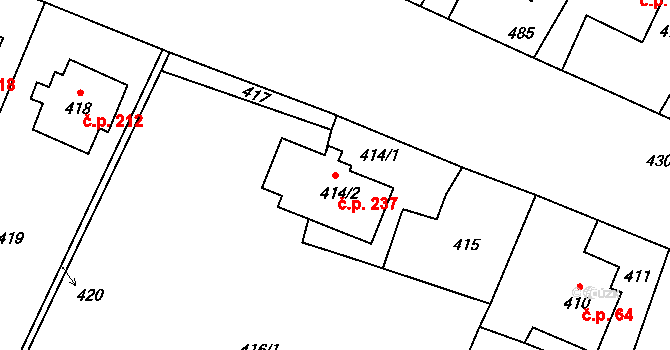 Věřňovice 237, Dolní Lutyně na parcele st. 414/2 v KÚ Věřňovice, Katastrální mapa