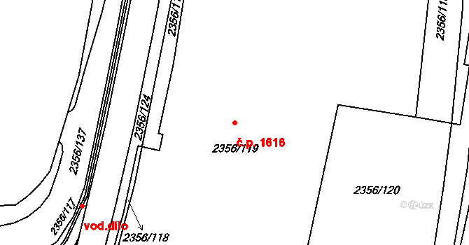 Holešovice 1616, Praha na parcele st. 2356/119 v KÚ Holešovice, Katastrální mapa