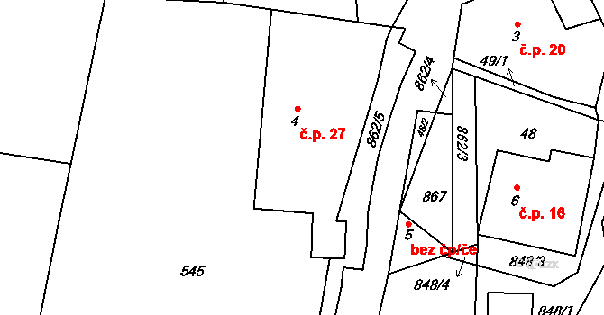 Liškov 27, Čížkov na parcele st. 4 v KÚ Liškov, Katastrální mapa
