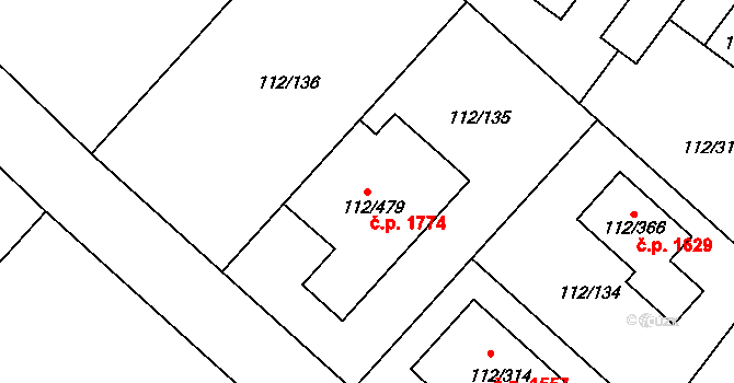 Stará Boleslav 1774, Brandýs nad Labem-Stará Boleslav na parcele st. 112/479 v KÚ Stará Boleslav, Katastrální mapa