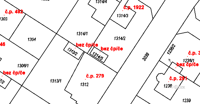 Plzeň 100027237 na parcele st. 1314/5 v KÚ Bolevec, Katastrální mapa