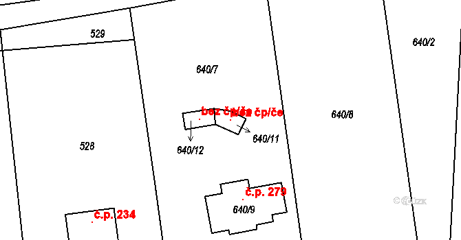 Těrlicko 100525237 na parcele st. 640/11 v KÚ Hradiště pod Babí horou, Katastrální mapa