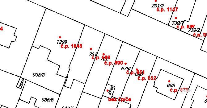 Bystřice pod Hostýnem 690 na parcele st. 702 v KÚ Bystřice pod Hostýnem, Katastrální mapa