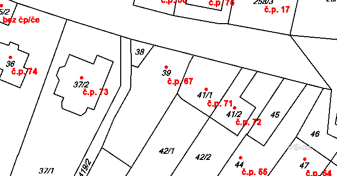 Lutotín 67, Bílovice-Lutotín na parcele st. 39 v KÚ Lutotín, Katastrální mapa