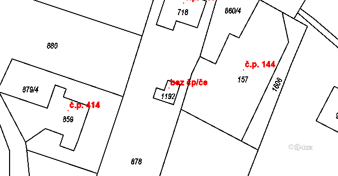 Raškovice 104234237 na parcele st. 1192 v KÚ Raškovice, Katastrální mapa