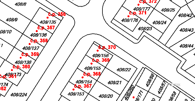 Dobšice 370 na parcele st. 408/156 v KÚ Dobšice u Znojma, Katastrální mapa