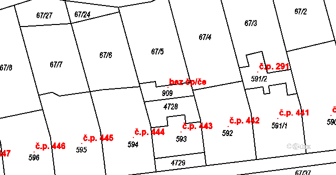 Lipov 107851237 na parcele st. 909 v KÚ Lipov, Katastrální mapa