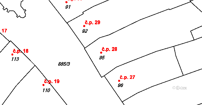 Polkovice 28 na parcele st. 95 v KÚ Polkovice, Katastrální mapa