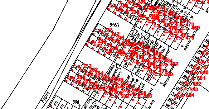 Pístov 245, Jihlava na parcele st. 556 v KÚ Pístov u Jihlavy, Katastrální mapa