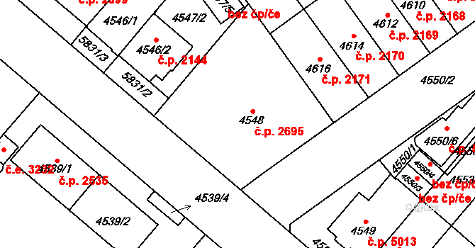 Jihlava 2695 na parcele st. 4548 v KÚ Jihlava, Katastrální mapa