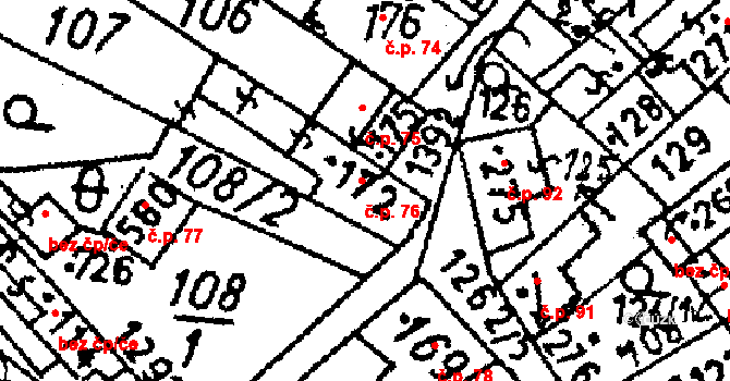 Jablonné v Podještědí 76 na parcele st. 172 v KÚ Jablonné v Podještědí, Katastrální mapa