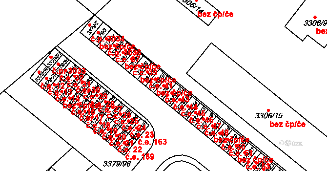 Dědice 43, Vyškov na parcele st. 3379/11 v KÚ Vyškov, Katastrální mapa