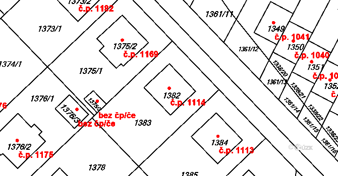 Rýmařov 1114 na parcele st. 1382 v KÚ Rýmařov, Katastrální mapa