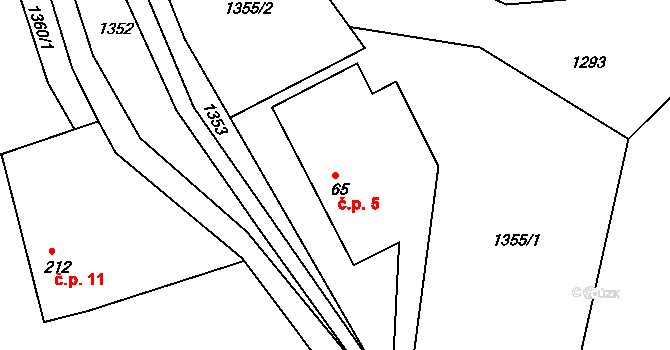 Hůrka Kapinos 5, Neveklov na parcele st. 65 v KÚ Zádolí u Neveklova, Katastrální mapa
