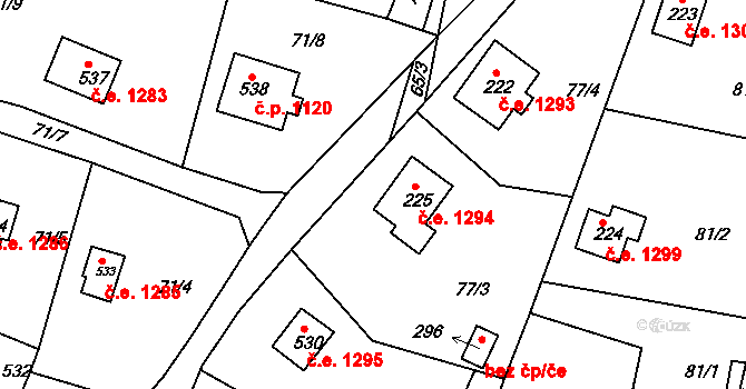 Ládví 1294, Kamenice na parcele st. 225 v KÚ Ládví, Katastrální mapa