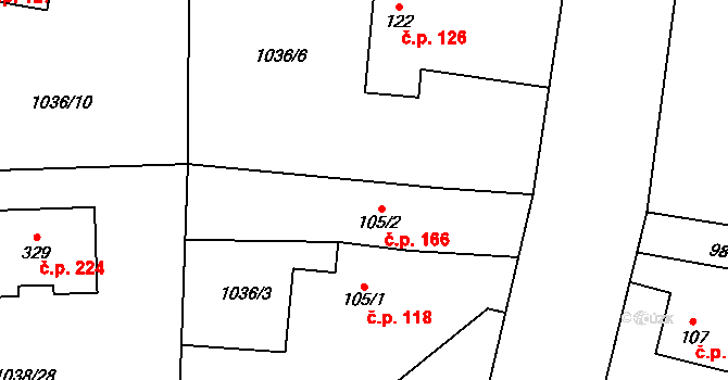 Želivec 166, Sulice na parcele st. 105/2 v KÚ Sulice, Katastrální mapa