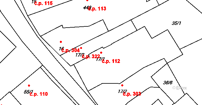 Kardašova Řečice 112 na parcele st. 17/1 v KÚ Kardašova Řečice, Katastrální mapa