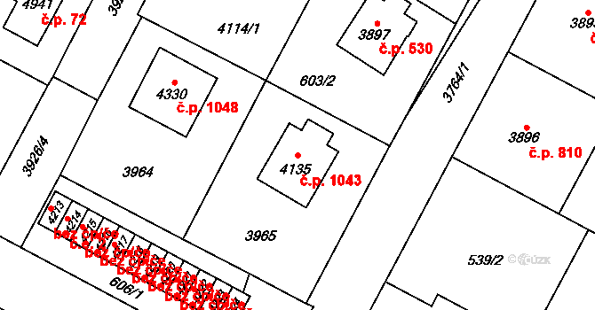 Žamberk 1043 na parcele st. 4135 v KÚ Žamberk, Katastrální mapa