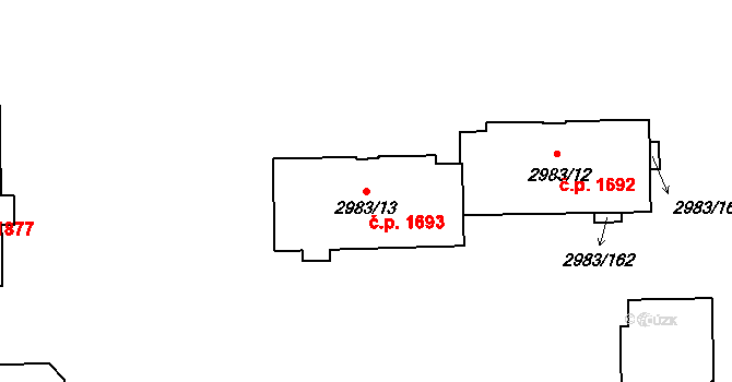 Pelhřimov 1693 na parcele st. 2983/13 v KÚ Pelhřimov, Katastrální mapa