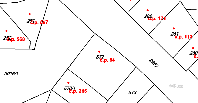 Nusle 64, Praha na parcele st. 572/3 v KÚ Nusle, Katastrální mapa