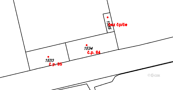 Bubeneč 84, Praha na parcele st. 1534 v KÚ Bubeneč, Katastrální mapa